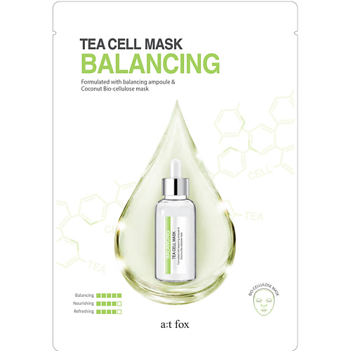 A;T FOX Маска для лица, поддерживающая гидро-липидный баланс кожи Tea Cell Mask Balancing 25 #1
