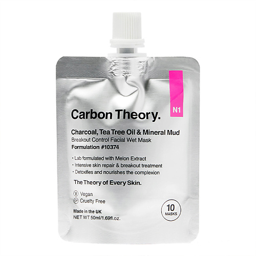 CARBON THEORY Маска для лица Charcoal, Tea Tree Oil & Mineral Mud Breakout Control Facial Wet Mask 50 #1