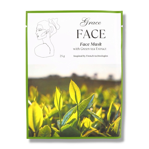 GRACE FACE Тканевая увлажняющая и тонизирующая маска для лица с экстрактом зеленого чая 25 #1