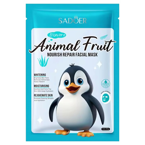 SADOER Маска для лица Animal Fruit восстанавливающая тканевая с экстр. алоэ 25 #1