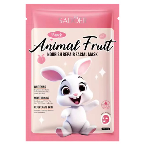 SADOER Маска для лица Animal Fruit питательная восстанавливающая с персиком 25 #1