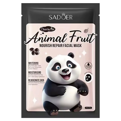 SADOER Маска для лица Animal Fruit восстанавливающая тканевая с маслом ши 25 #1