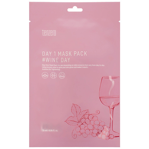 TENZERO Маска для лица тканевая с экстрактом вина Day 1 Mask Pack # Wine Day 25 #1