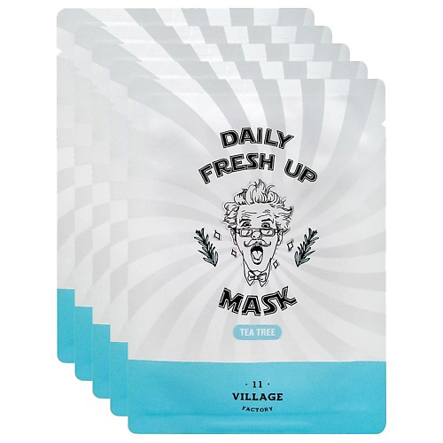 VILLAGE 11 FACTORY Набор успокаивающих тканевых масок с чайным деревом Daily Fresh Up Mask Tea Tree #1