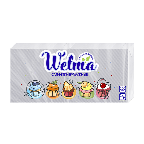 WELMA Салфетки бумажные однослойные белые #1