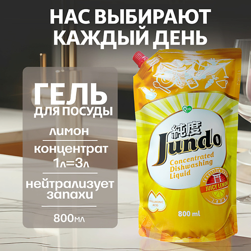 JUNDO Средство для мытья посуды, концентрированный ЭКО-гель Premium Juicy lemon 800 #1