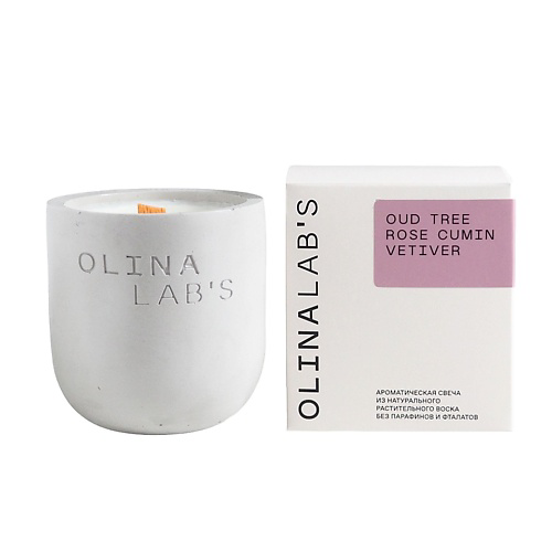 OLINALAB'S Свеча ароматическая в бетонном стакане  Oud tree rose cumin vetiver 200 #1