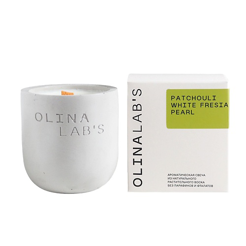 OLINALAB'S Свеча ароматическая в бетонном стакане Patchouli white fresia pear 200 #1