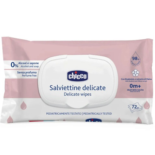 CHICCO Салфетки очищающие (без отдушки), 72 шт #1