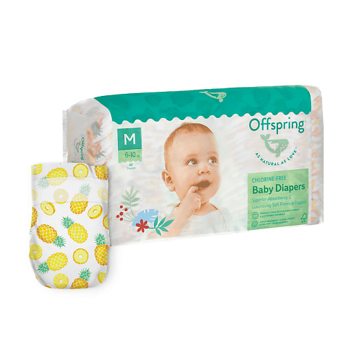 OFFSPRING Подгузники, M 6-10 кг Ананасы #1