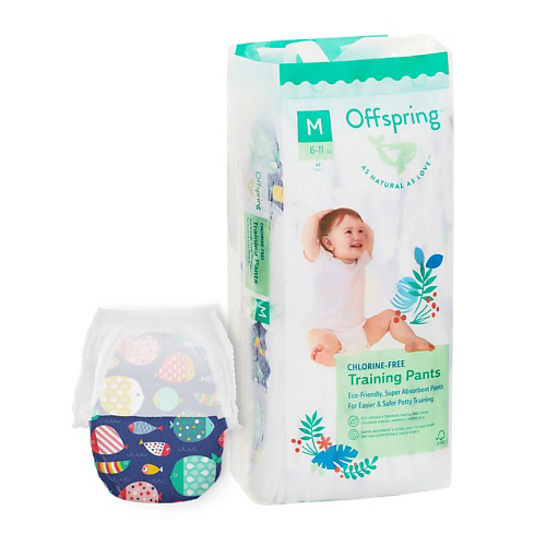 OFFSPRING Трусики-подгузники, M 6-11 кг Рыбки #1