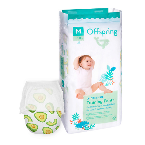 OFFSPRING Трусики-подгузники, M 6-11 кг Авокадо #1