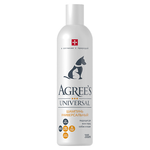 AGREE'S FOR PETS Шампунь для животных UNIVERSAL, для всех типов шерсти, c экстрактом пшеницы 300 #1