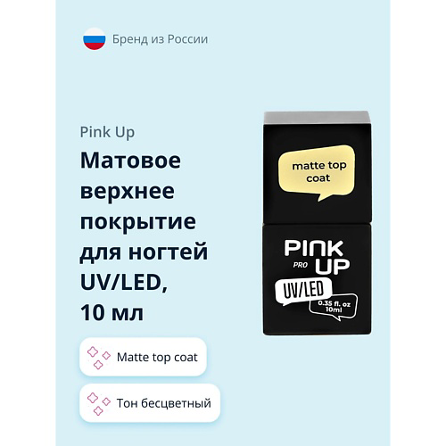 PINK UP Матовое верхнее покрытие для ногтей UV/LED PRO matte top coat 10 #1