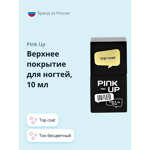 PINK UP Верхнее покрытие для ногтей PRO top coat 10 #1