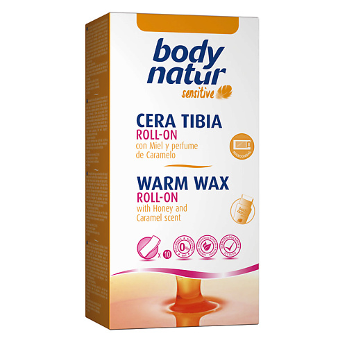 BODY NATUR Теплый воск для депиляции с роликовым аппликатором с медом и карамелью для микроволновой печи Warm Wax Roll - On #1