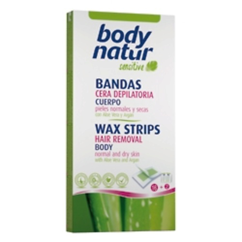 BODY NATUR Восковые полоски для тела для нормальной и сухой кожи с алоэ и арганом Wax Strips Hair Removal Body #1