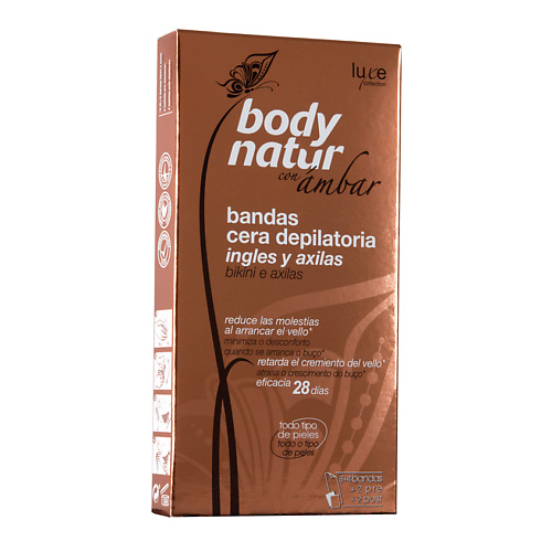 BODY NATUR Восковые полоски для бикини с экстрактом янтаря Bandas Cera Depilatoria #1