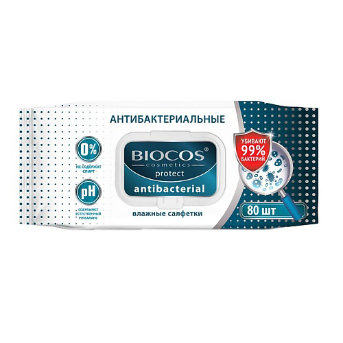 BIOCOS Влажные салфетки Антибактериальные с клапаном Antibacterial #1