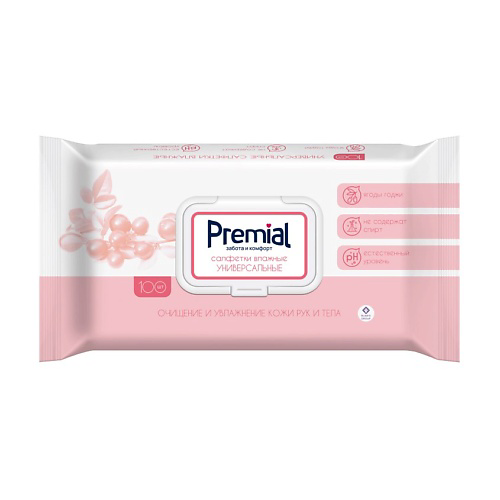 PREMIAL Natural Салфетки влажные универсальные с экстрактом ягод годжи #1