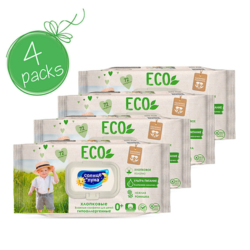 СОЛНЦЕ И ЛУНА ECO Влажные салфетки детские 0+ хлопковые нежная ромашка #1