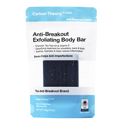 CARBON THEORY Мыло для лица отшелушивающее Charcoal & Tea Tree Oil Breakout Control Exfoliating Body Bar #1