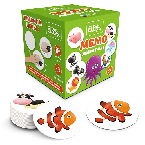 EL'BASCO Настольная игра для развития памяти МЕМО Животные #1