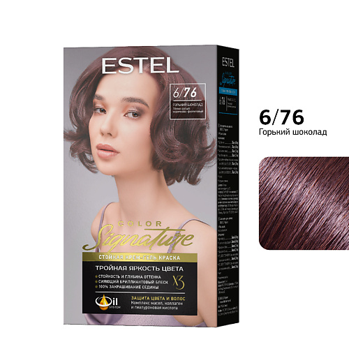 ESTEL PROFESSIONAL Стойкая крем-гель краска для волос ESTEL COLOR Signature 6/76 Горький шоколад 170 #1