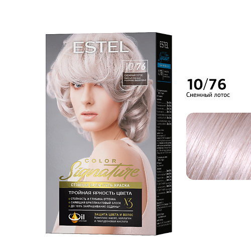 ESTEL PROFESSIONAL Стойкая крем-гель краска для волос ESTEL COLOR Signature 10/76 Снежный лотос 170 #1