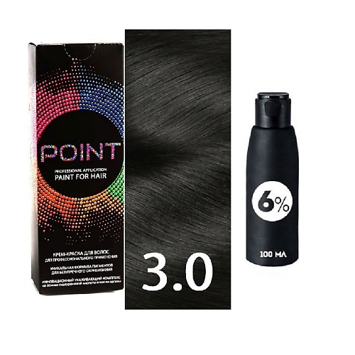 POINT Краска для волос, тон №3.0, Тёмный шатен + Оксид 6% #1