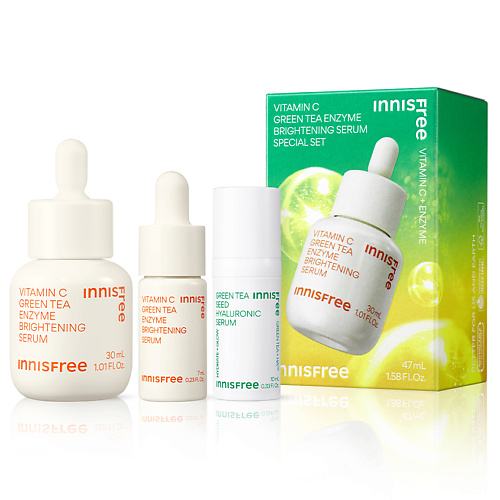 INNISFREE Набор с обновляющей сывороткой с витамином С и энзимами зеленого чая для выравнивания тона кожи Vita C #1