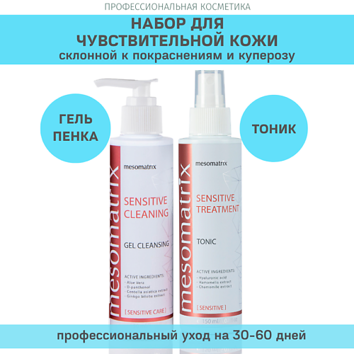 MESOMATRIX Набор для ежедневного ухода за чувствительной кожей (тоник и гель для умывания) #1