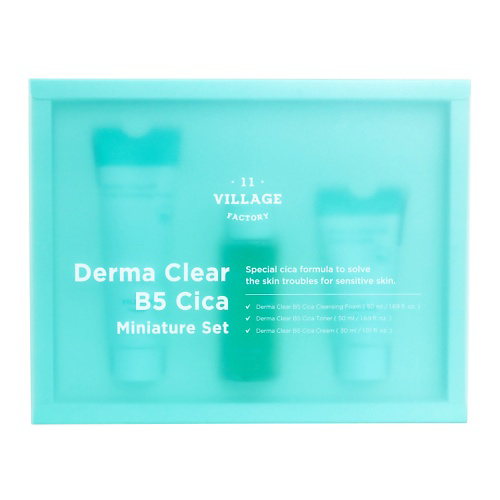 VILLAGE 11 FACTORY Успокаивающий набор для лица с центеллой Derma Clear B5 Cica Miniature Set #1