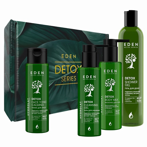 EDEN Набор DETOX Hydrolat гель для душа +молочко для тела +гель для умывания+тоник +шоппер #1