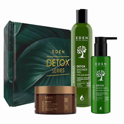 EDEN Подарочный Набор DETOX Молочко для тела+гель для душа  Hydrolat+скраб Chocolate +шоппер #1