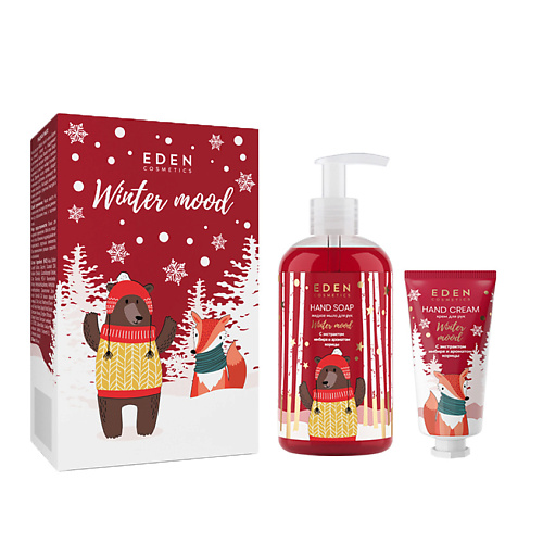 EDEN Подарочный набор новогодний Крем для рук + Жидкое мыло для рук Winter mood RED #1
