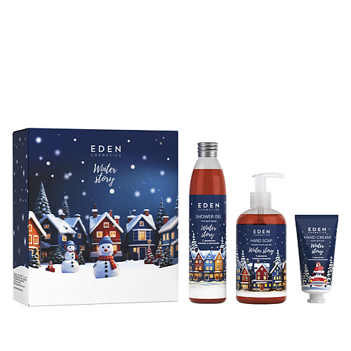 EDEN Подарочный набор новогодний Крем для рук + Жидкое мыло + Гель для душа Winter story BLUE #1