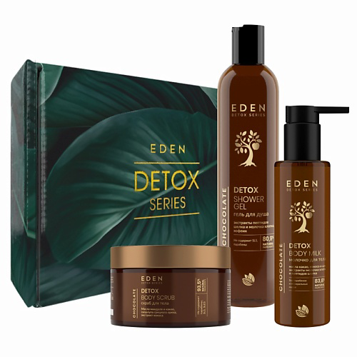 EDEN Подарочный Набор молочко для тела + гель для душа  +скраб DETOX Chocolate #1