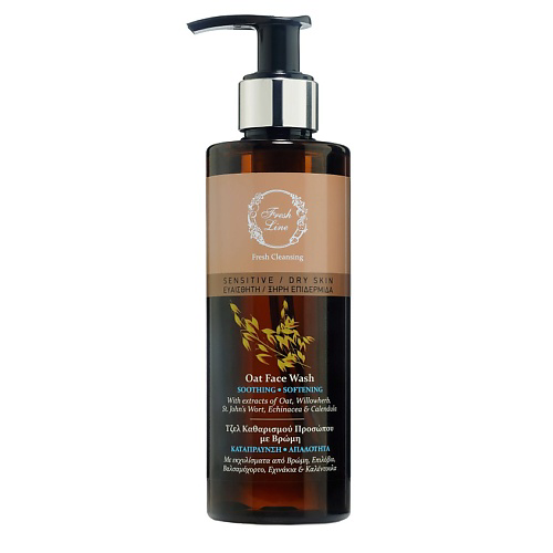 FRESH LINE Гель для лица очищающий для чувствительной и сухой кожи овес Oat Face Wash Softening 220 #1