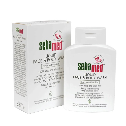 SEBAMED Очищающий пенящийся гель для чувствительной кожи лица и тела Liquid Face & Body Wash 200 #1