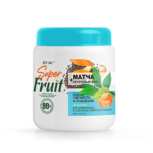 ВИТЭКС Бальзам для волос Свежесть и очищение Матча+фруктовый микс SuperFRUIT 450 #1