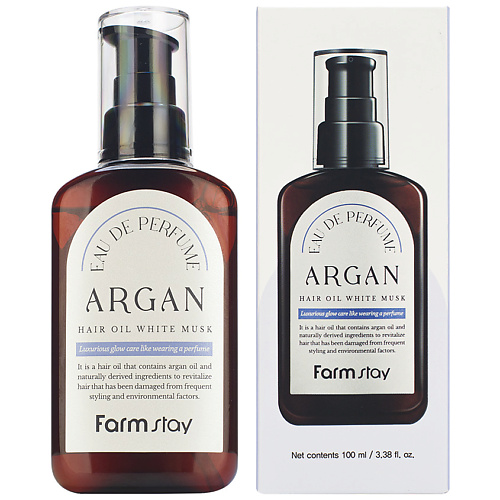 FARMSTAY Масло для волос аргановое с ароматом белого мускуса Agran Hair Oil White Musk 100 #1