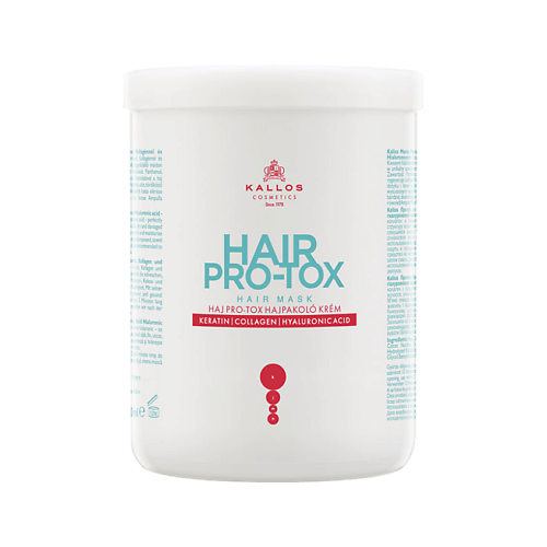 KALLOS COSMETICS Профессиональная лечебная маска для волос с кератином и коллагеном HAIR PRO-TOX 1000 #1