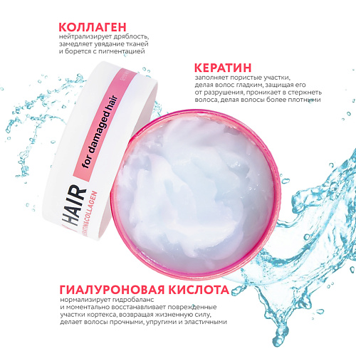 NAME SKIN CARE Маска для восстановления поврежденных волос с Кератином и Коллагеном BEAUTY HAIR 300 #1