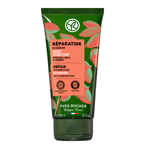 YVES ROCHER Маска ВОССТАНОВЛЕНИЕ с жожоба БИО – Для сухих и поврежденных волос 200 #1