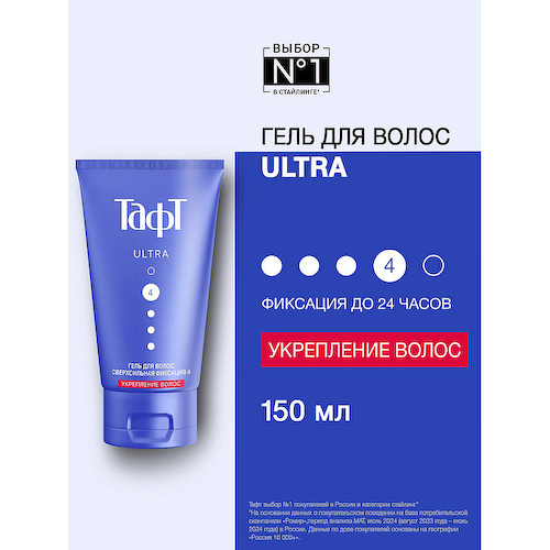 ТАФТ Гель для укладки волос, экспресс-укладка, мегафиксация 4 Ultra 150 #1