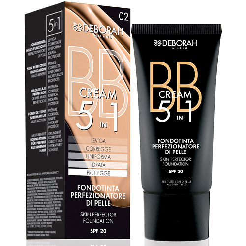 DEBORAH MILANO Тональный ВВ-крем BB CREAM 5 IN 1 SKIN PERFECTOR FOUNDATION #1