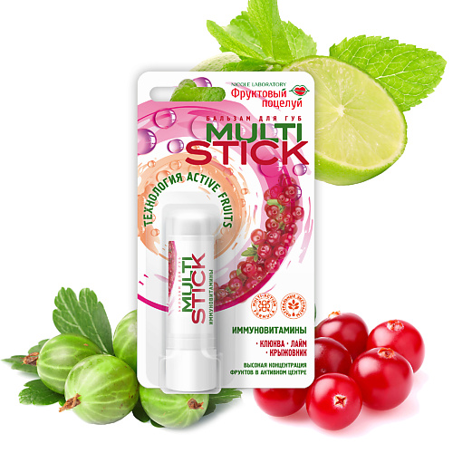 ФРУКТОВЫЙ ПОЦЕЛУЙ Бальзам для губ Multistick Иммуновитамины #1