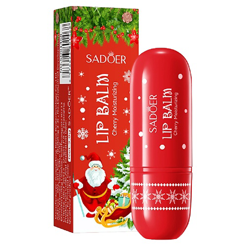 SADOER Бальзам для губ увлажняющий Christmas с экстрактом вишни #1