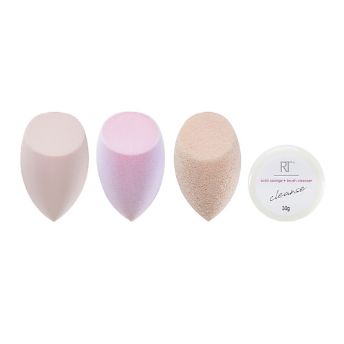 REAL TECHNIQUES Набор спонжей и мыло для очищения спонжей Summer Haze Blend + Glow Set #1
